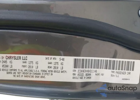 2008 Chrysler 300C Hemi z USA, uszkodzony, nr VIN 2C3KA63HX8H311148